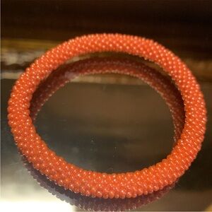 Coral Beaded Stretch Bracelet